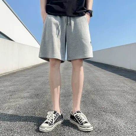 唐狮春夏男士休闲短裤宽松薄款白黑工装美式裤子青少年中裤潮卫裤商品大图