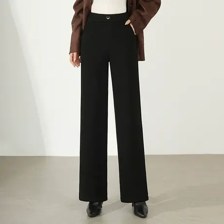 加绒裤子阔腿裤女秋冬2023新款高腰宽松垂感长裤通勤显瘦直筒裤厚商品大图