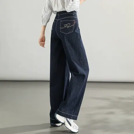 高腰阔腿牛仔裤女2024新款春秋女裤宽松长裤显瘦拖地裤休闲直筒裤商品大图