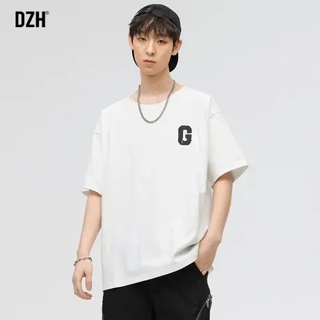 青少年重磅白色t恤男2024夏季纯棉新款上衣衣服男款美式潮牌短袖商品大图