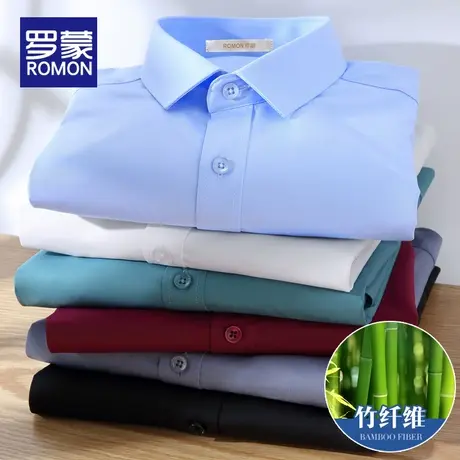 罗蒙易打理长袖衬衫男士2023春秋季新款弹力免烫职业工装商务衬衣图片