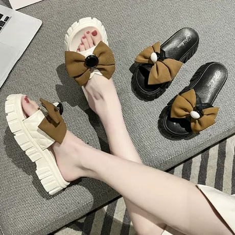 拖鞋女外穿2024新款厚底法式拖鞋女夏季室内居家防滑踩屎感凉拖鞋商品大图