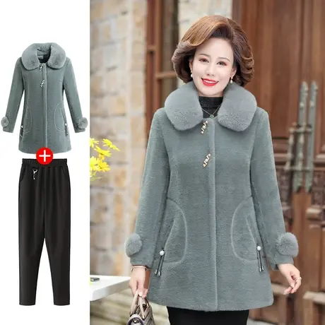 妈妈都在找的气质风衣中年女装水貂绒外套中长款貂绒大衣秋冬气质图片