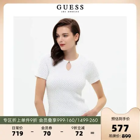 GUESS23新女立体提花针织衫设计感气质打底衫内搭上衣-YN2S1659商品大图