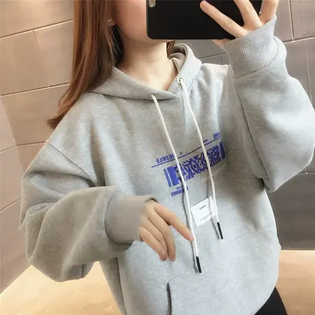 连帽卫衣宽松韩版2023秋季新款简约时尚百搭显瘦女士外套上衣早秋商品大图