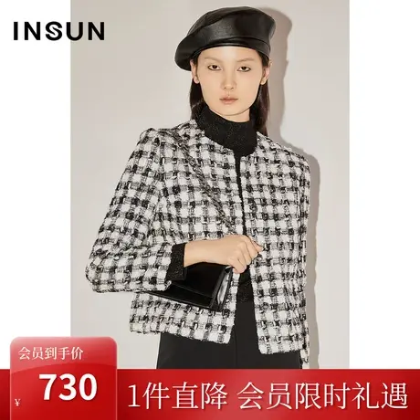 恩裳COVER冬季2022时尚立体玫瑰花设计小香风显瘦百搭短外套图片