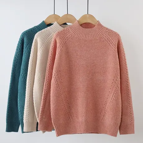 清仓】套头毛衣女秋冬加厚半高领宽松外穿洋气韩版保暖针织麻花图片