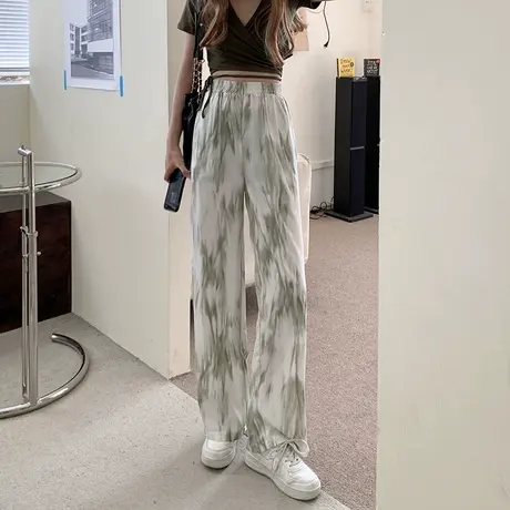裤子女夏季薄款宽松小个子高腰直筒显瘦休闲垂感阔腿拖地裤潮ins商品大图