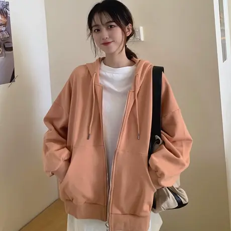 waitmore盐系卫衣女2020秋冬宽松韩版潮ins上衣加绒加厚开衫外套图片