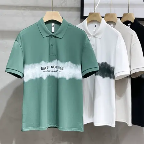 美式休闲高街扎染Polo衫短袖T恤男夏季翻领宽松潮牌半袖有领上衣商品大图