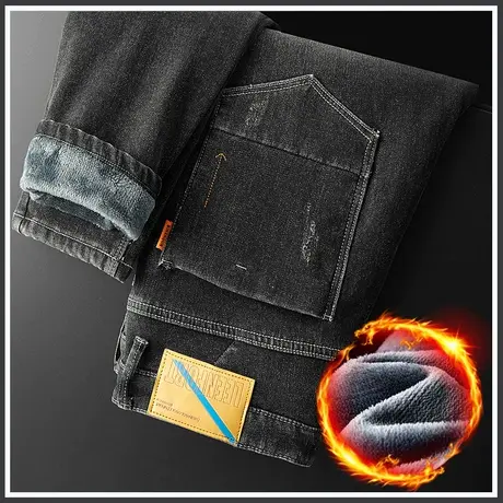 冬季秋冬款加绒牛仔长裤男士加厚休闲男裤子2023年新款加棉裤外穿商品大图