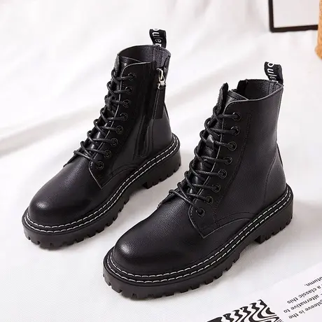 马丁靴女英伦风2023新款百搭靴子女单靴帅气机车靴厚底短靴瘦瘦靴商品大图