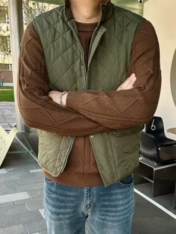 秋冬款立领菱形格大号潮胖子韩版加肥加大码男士短款薄棉坎肩马甲图片