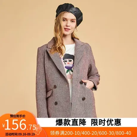 艾格2022冬季新品女装纯色中长款西装领外套Y1220图片