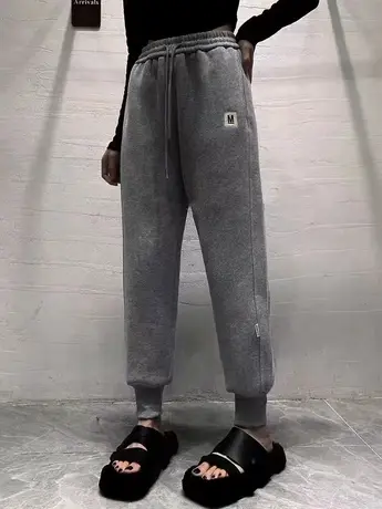 加绒加厚哈伦裤子女装秋冬季新款宽松显瘦大码休闲束脚卫裤运动裤图片