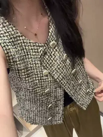 小香风马甲名媛外穿薄款高档外搭气质爆款马夹短款女网红减龄上衣商品大图