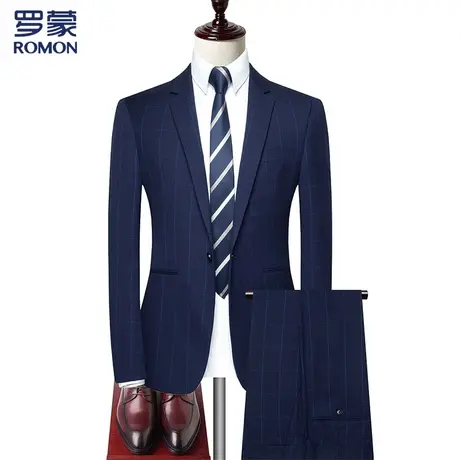 【清仓特卖】罗蒙男士西装时尚通勤抗皱耐磨简约西服套装男商品大图