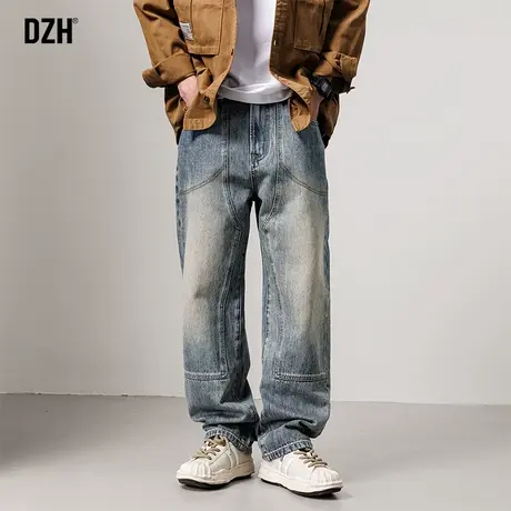 男士美式复古牛仔裤男潮牌大码春夏款休闲裤长裤2023年新款直筒裤商品大图