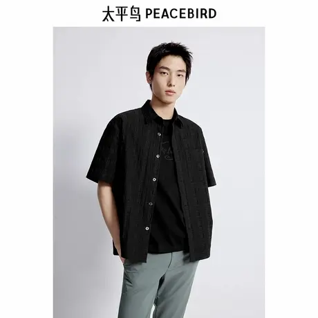 太平鸟男装衬衫新款肌理提花潮牌 B1CJE2128商品大图
