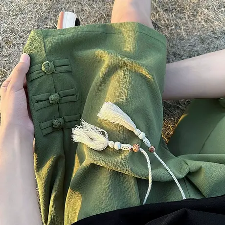 新中式盘扣休闲短裤男夏季薄款冰丝外穿国风大码宽松透气五分裤子商品大图