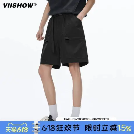 VIISHOW潮男冰丝速干工装中裤大口袋设计凉感透气超百搭短裤男商品大图