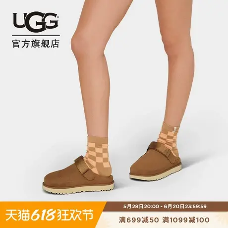 UGG春季男女同款舒适休闲平底魔术贴一脚蹬单鞋包头凉鞋 1138252商品大图