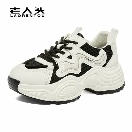 老人头网面透气老爹鞋女2025夏季新款日常百搭厚底单网休闲运动鞋商品大图