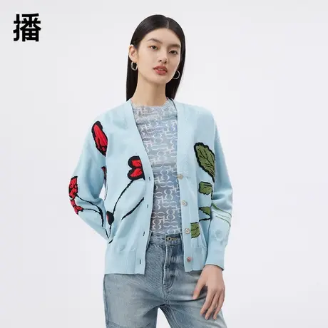 【清仓】播春季新品商场同款V领针织气质小众时尚百搭开衫BDQ1UD0商品大图