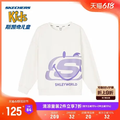 Skechers斯凯奇童装女童秋装休闲上衣卫衣运动时尚舒适儿童套头衫商品大图
