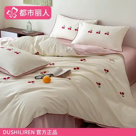 轻奢刺绣长绒棉床上四件套纯棉全棉被套床单款2025新款高级感床品商品大图