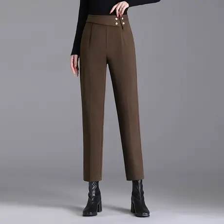 时尚直筒小脚裤女秋冬2023新款高腰显瘦通勤西装裤中年妈妈休闲裤商品大图