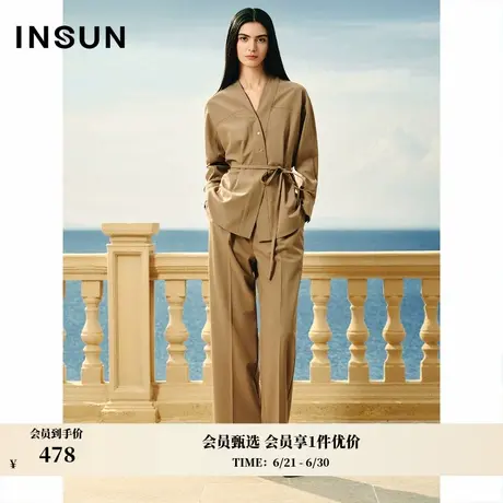 INSUN恩裳专选春季老钱风解构感法式系带衬衣图片