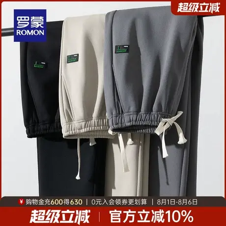 罗蒙男士日常百搭休闲裤2025秋季新款潮流运动抽绳松紧腰束脚裤男商品大图