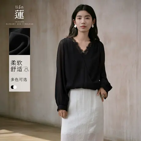 【商场同款】阿依莲气质蕾丝衬衫女25秋季新款洋气小衫设计感上衣图片