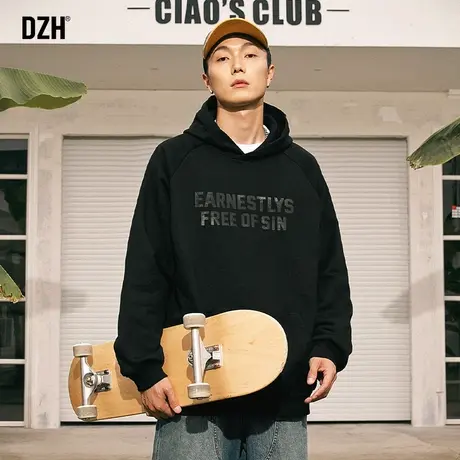 男士连帽卫衣男秋季潮牌字母发泡印花情侣外套2023新款男装打底衫商品大图