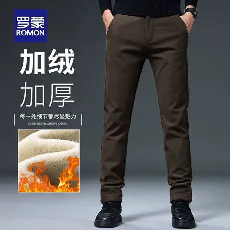 罗蒙冬季加绒休闲裤男士商务修身直筒保暖男裤2025新款长裤男N1Z商品大图