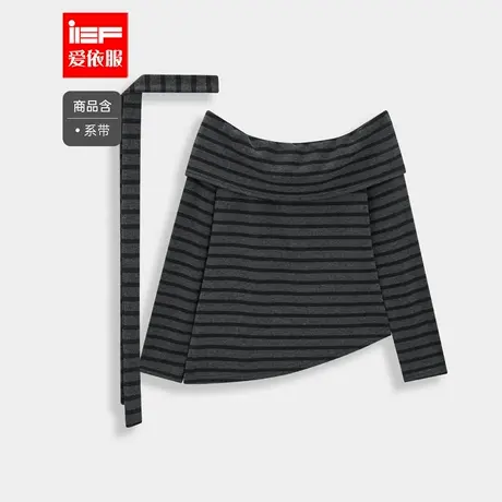 IEF/爱依服2025秋季新款法式MIU系性感小女人气质一字肩百搭上衣商品大图