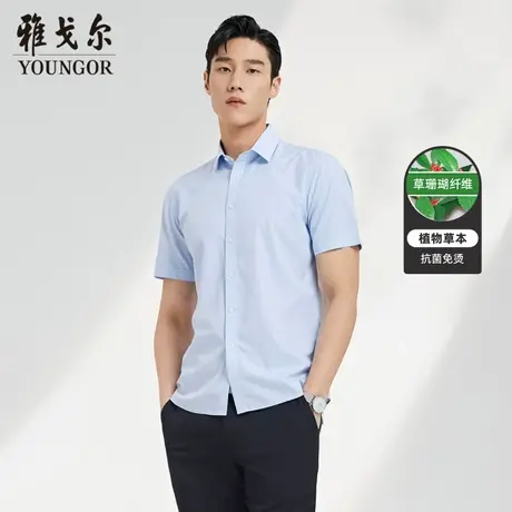 雅戈尔奥莱 男装草本抗菌商务液氨DP免烫舒适短袖衬衫图片