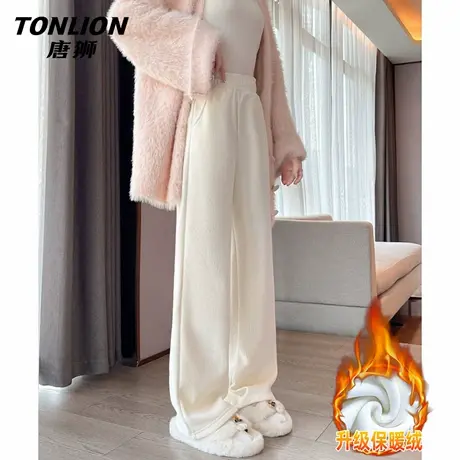 唐狮加绒加厚裤子女冬季2026新款女士保暖灯芯绒宽松直筒阔腿裤VB图片