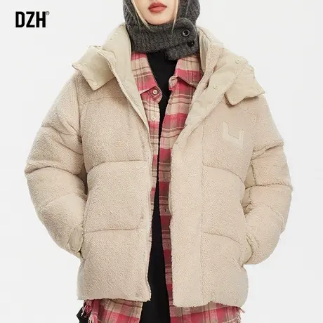 中性风羊羔绒连帽棉服男韩版潮流冬季加绒加厚外套2023年新款棉衣商品大图