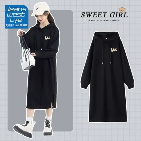 真维斯LIFE连衣裙2023新款女早秋垂坠感非正式学院风简约文艺穿搭图片