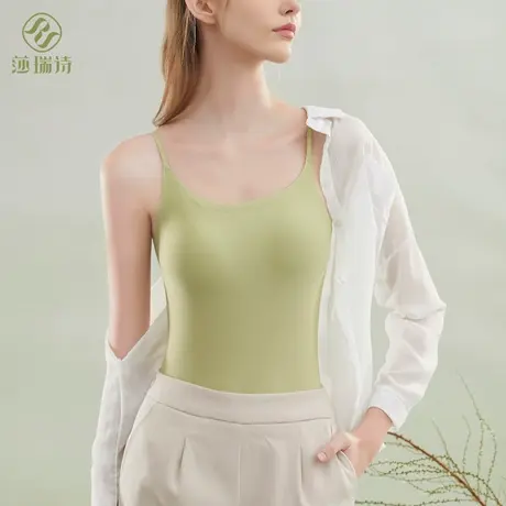 美背吊带背心女士内搭带胸垫文胸一体式内衣无痕打底外穿抹胸上衣商品大图