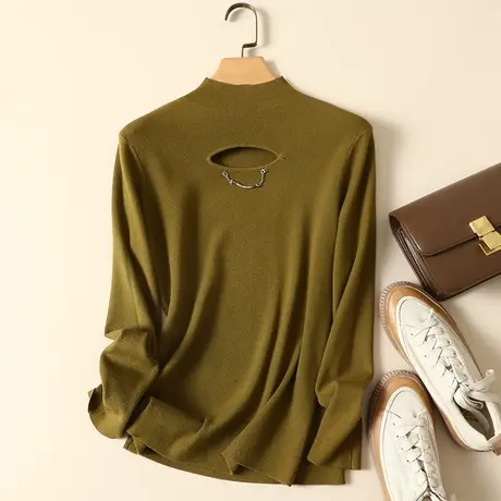 清仓！半高领毛衣套头打底衫女春装2023年新款内搭爆款针织衫女商品大图