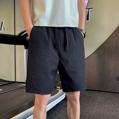 夏季潮流百搭休闲高级五分裤痞帅INS设计感纯色凉爽纯色短裤中裤商品大图