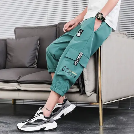 男士七分裤夏季韩版潮流薄款工装五分裤7分裤子宽松束腿短裤外穿商品大图