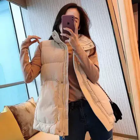 羽绒棉马甲女短款2023年秋冬季新款外搭韩版外穿百搭马夹背心外套商品大图