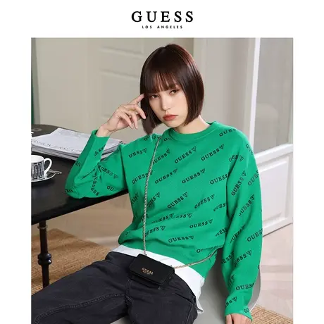 GUESS-女士休闲舒适时尚宽松百搭满幅印花毛衣商品大图
