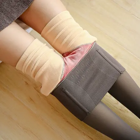 真透肤鱼骨高腰打底裤加绒空姐灰秋冬女士加厚收腹提臀一体连裤袜商品大图