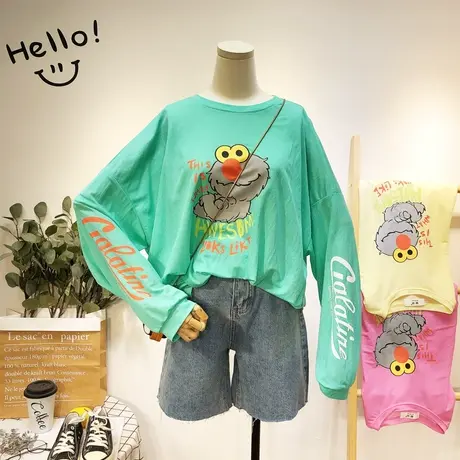 2020夏季新款长袖防晒T恤韩国东大门港风轻薄宽松空调衫大码显瘦商品大图