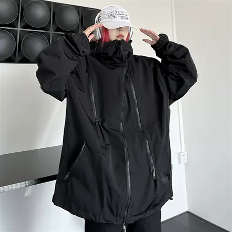 黑武士高街vibe冲锋衣机能美式oversize外套男春秋hiphop工装夹克商品大图